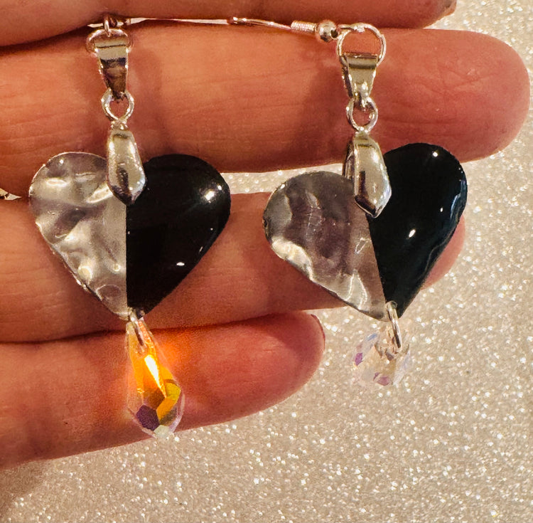 unusual black and silver earrings