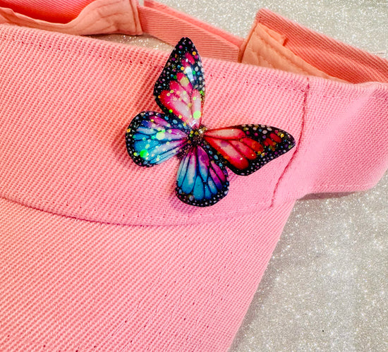 pink and blue enamel butterfly pin