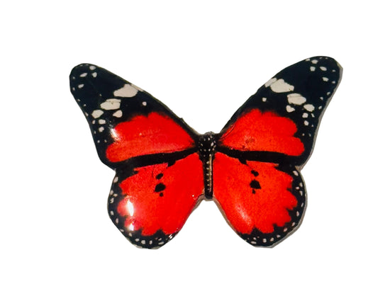 red monarch  butterfly enamel pin lapel brooch