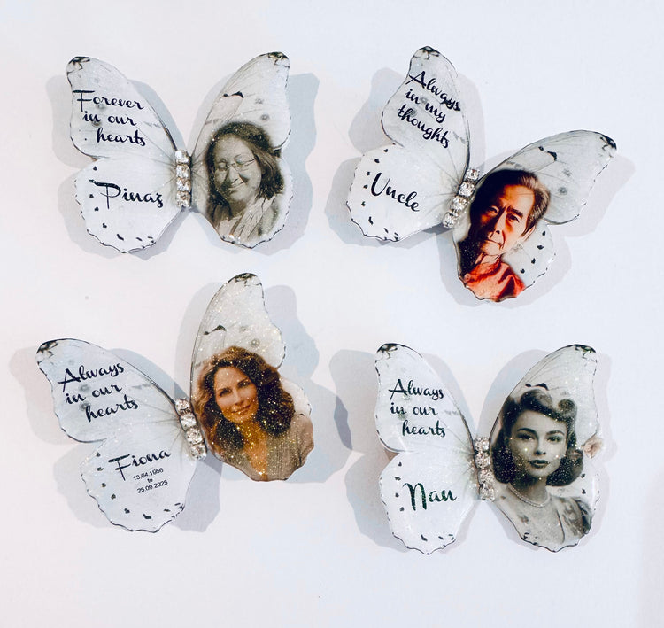 Funeral gift. Beautiful photo butterfly gift. Bereavement