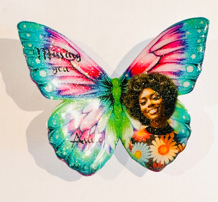 Green and pink Colourful Personalised photo butterflies.