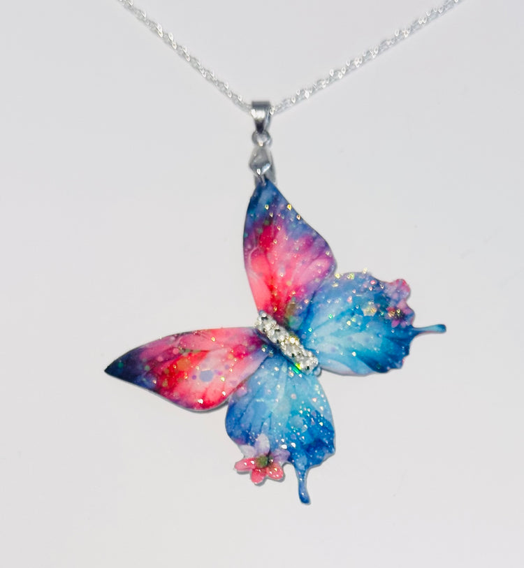 tin can butterfly necklace