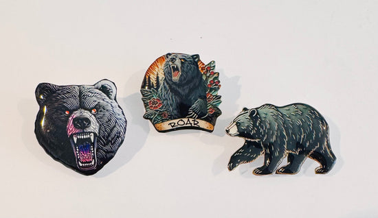 Black Bear Enamel Pin Badge/Bear Brooch/Black Bear Lapel Pin or magnet. Animal Lovers Gift. Black Bear. Handmade from tin cans, unique.