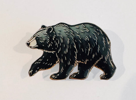 Black Bear Enamel Pin  or magnet. Animal Lovers Gift. Handmade from tin cans, unique.