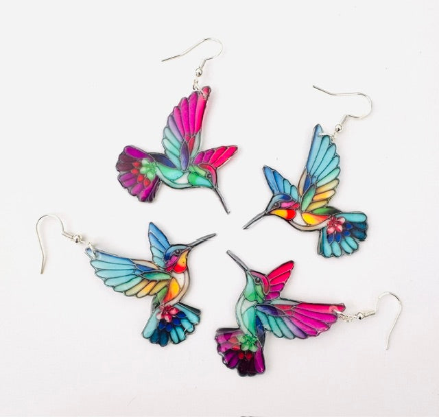 Stained glass Kingfisher earrings.