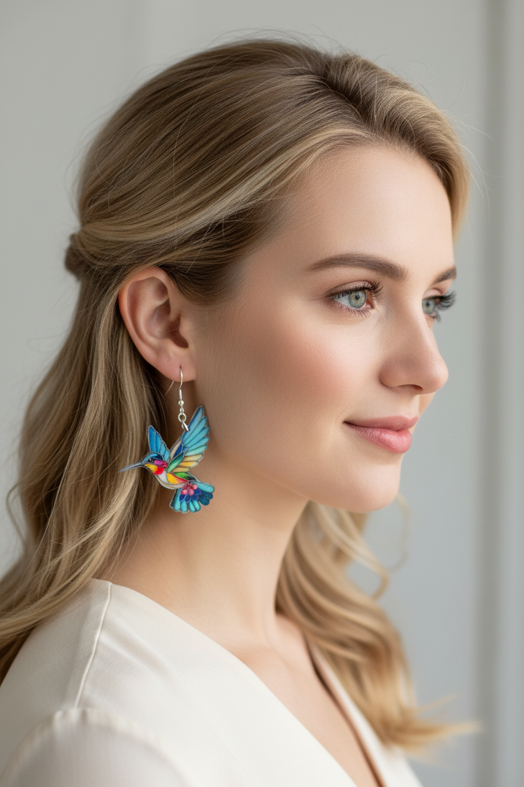 Blue Kingfisher dangle earrings