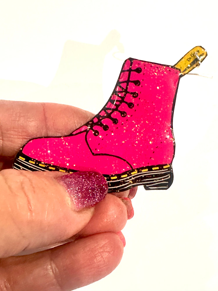 Dr Marten's boot style earrings, purple, pink or blue. DM's style earrings