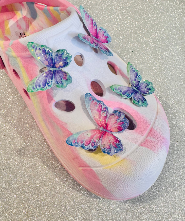 3D Children's Butterfly croc style Shoe Clips. Handmade enamel shoe Accessories