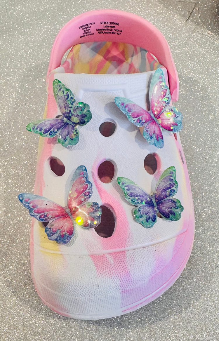 Pastel Butterfly Croc Shoe Charms, croc style Shoe Clips. Handmade