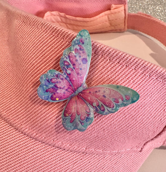 Very pretty pastel butterfly enamel pin. Butterfly Cap lapel-badge. Butterfly lover gift. Recycled tin cans. Cap embellishment. Handmade