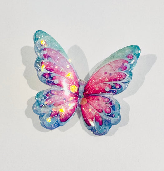 Very pretty pastel butterfly enamel pin. Cap embellishment. Handmade