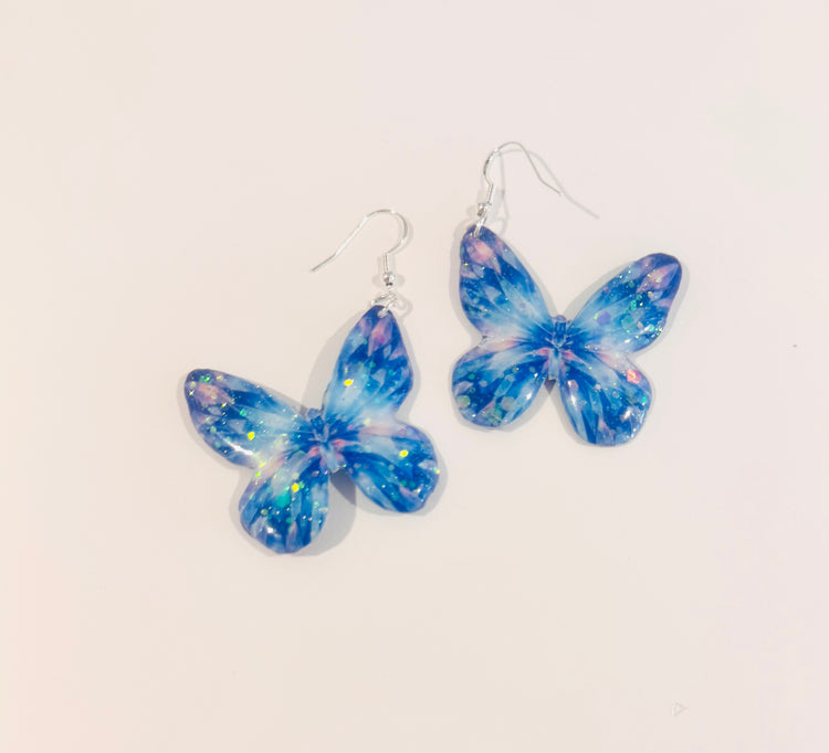 blue butterfly earrings unique