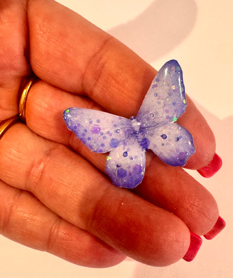 glittery lilac butterfly pin