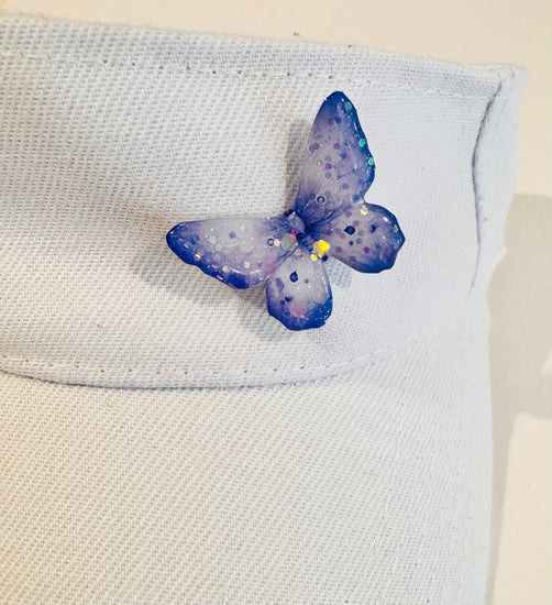 glittery lilac butterfly pin from tin cans