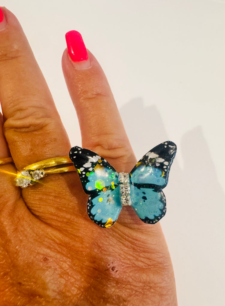 turquoise butterfly ring hand crafted unusual