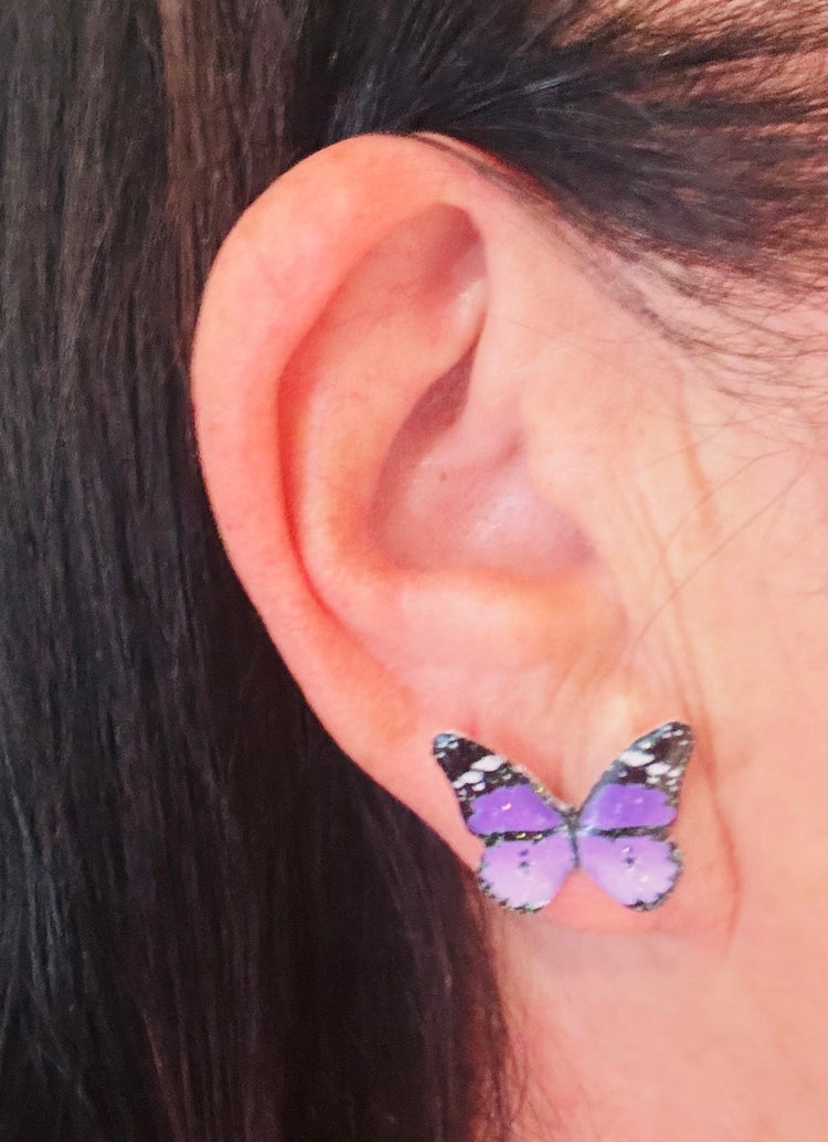 lilac butterfly earrings