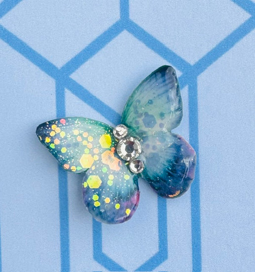 Blue butterfly enamel pin