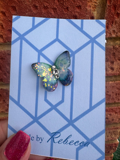 Blue Butterfly Cap lapel-badge. Butterfly lover gift. Recycled tin cans. Cap embellishment