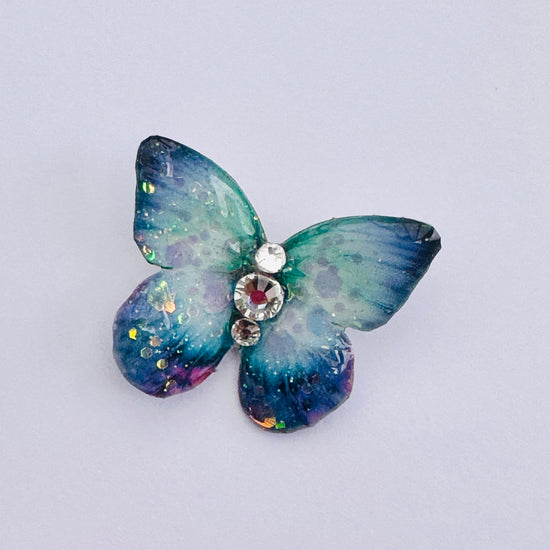 Blue butterfly enamel pin Butterfly lover gift. Recycled tin cans