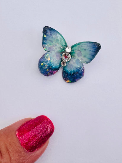 Blue butterfly enamel pin Butterfly lover gift. Recycled tin cans. Cap embellishment