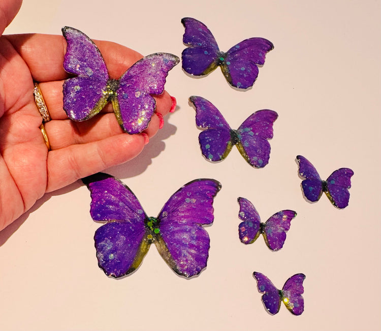 purple recycled tin can 3d Butterfly, decor embellishments. Handmade