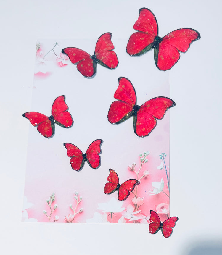 pink and red recycled tin can 3d Butterfly, decor embellishments. Metal butterfly wall art