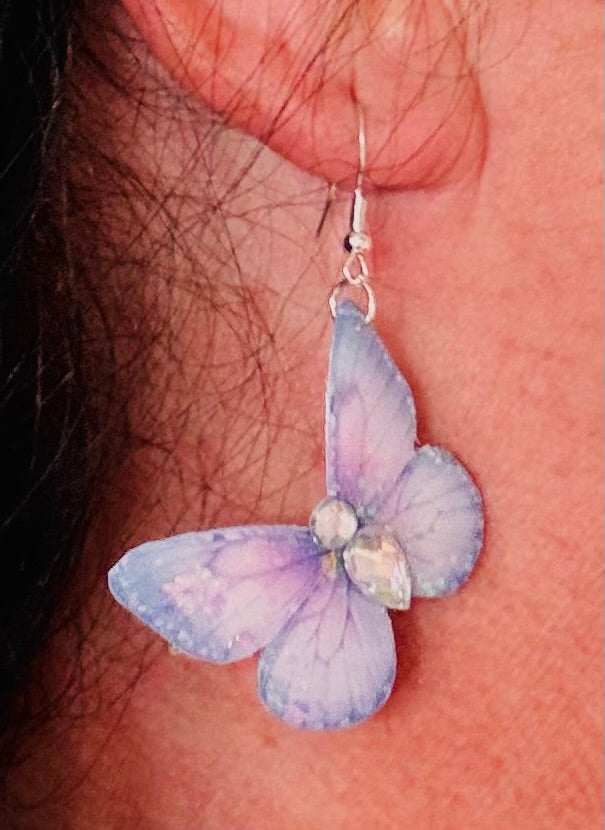 Beautiful pink, blue and lilac butterfly earrings