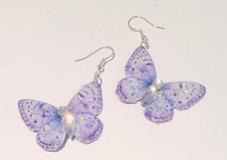 Butterfly drop Earrings. Handmade from tin cans