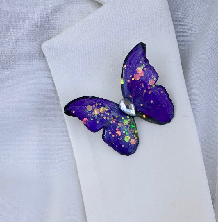 Beautiful Purple butterfly brooch. Exquisite, handmade Butterfly brooch.