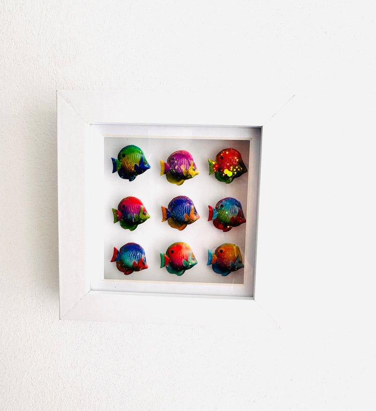 Metal Tropical fish handmade framed picture