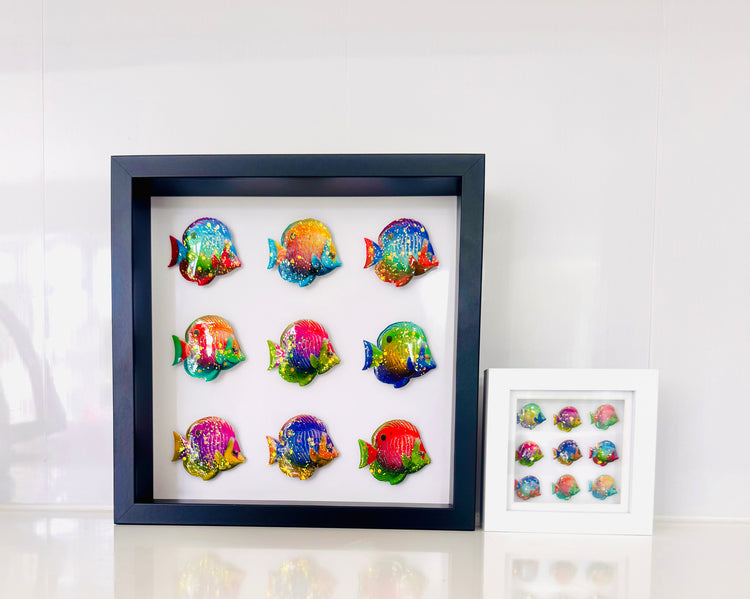 10th anniversary gift Metal Tropical fish tin can framed picture