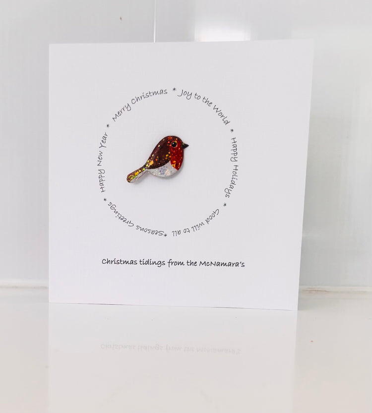 Robin enamel pin Christmas card