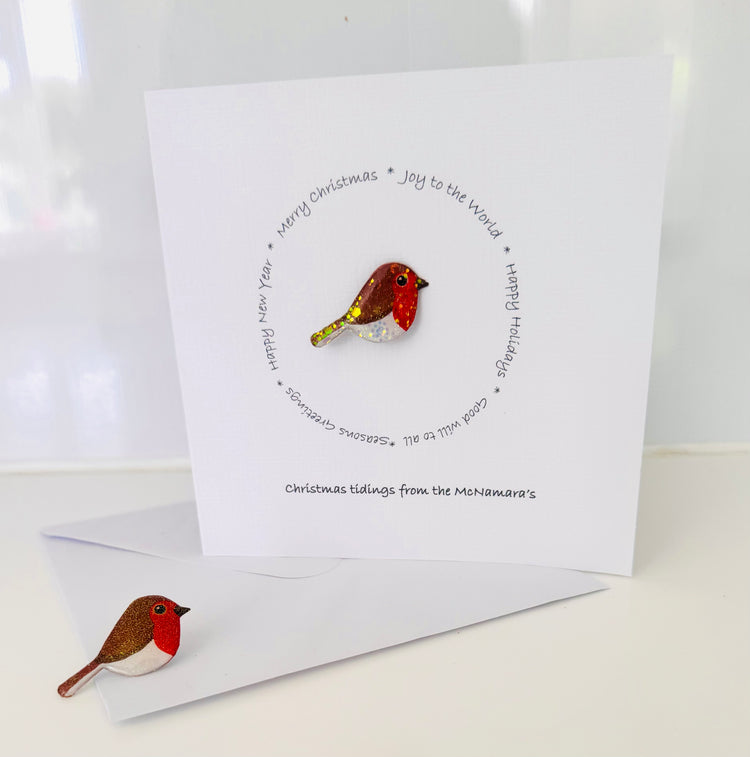 Personalised Robin magnet Christmas card