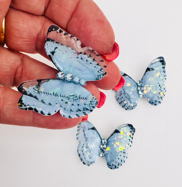 Unique Something Blue, Butterfly hair clips