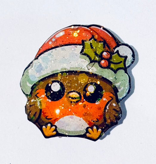 funny Christmas Robin enamel pin. Secret Santa gift