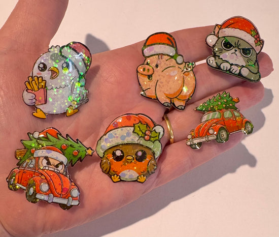handmade funny Christmas enamel pins