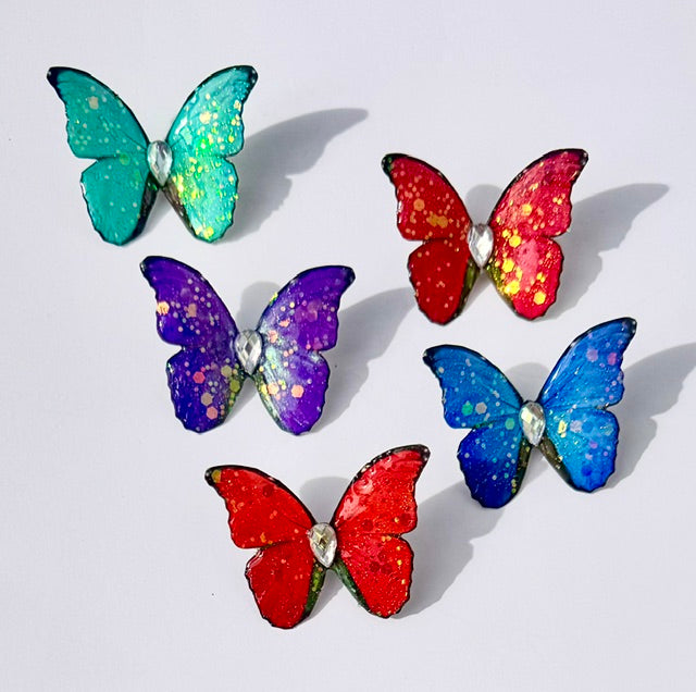 Delicately handmade butterfly brooch, crafted in a range of vibrant colours