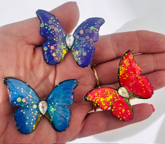 Butterfly Brooch – Handmade from Recycled Tin & Resin