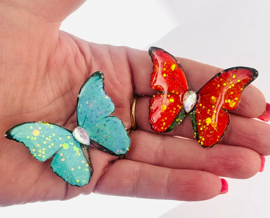 Fluttering Beauty – Handmade Butterfly Brooch from Upcycled Tin & Resin