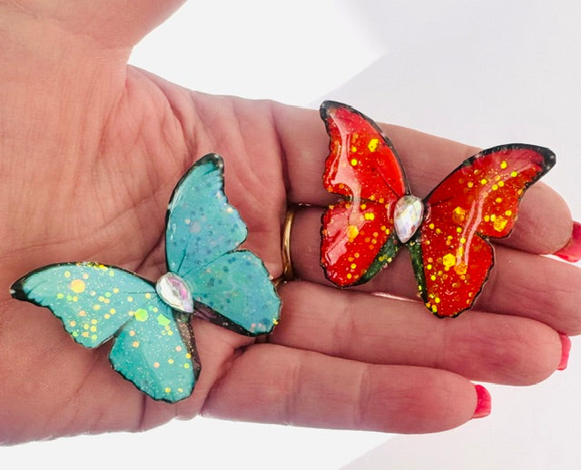 Fluttering Beauty – Handmade Butterfly Brooch from Upcycled Tin & Resin