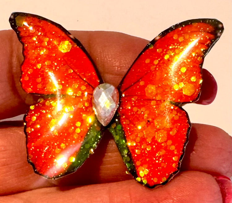 red pretty butterfly brooch super shiny gift for her