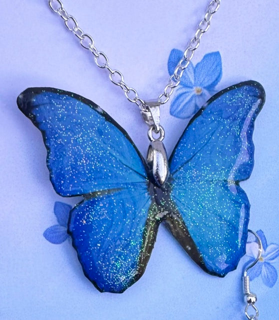 Blue Morpho Handmade Butterfly pendant