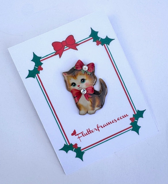 Cute kitten enamel pin handmade