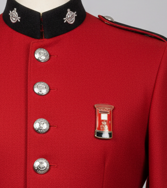 Red post box enamel pin
