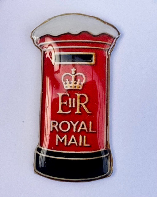 Christmas enamel pin unique, Post Box