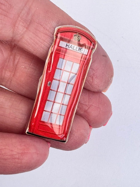 personalised with name red telephone box