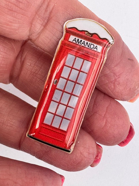 Christmas personalised with name red telephone box