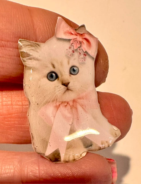 7 Sweet Kittens Enamel Pins or magnets– Handmade from Recycled Tin Cans