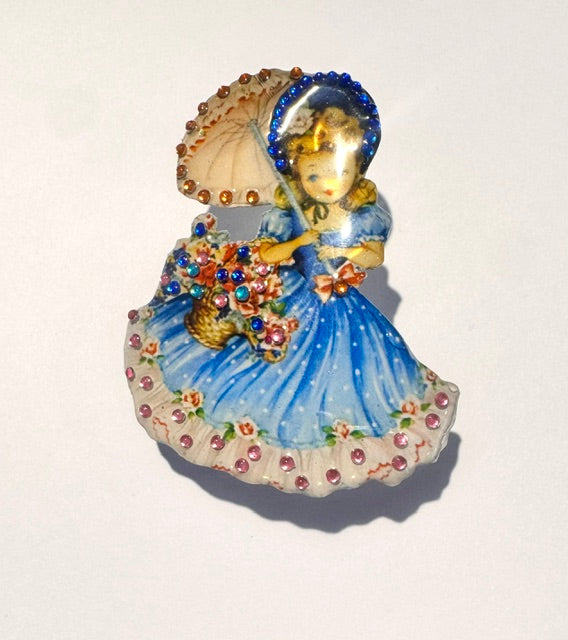 Vintage 1950's illustrational Brooch made from recycled tin cans