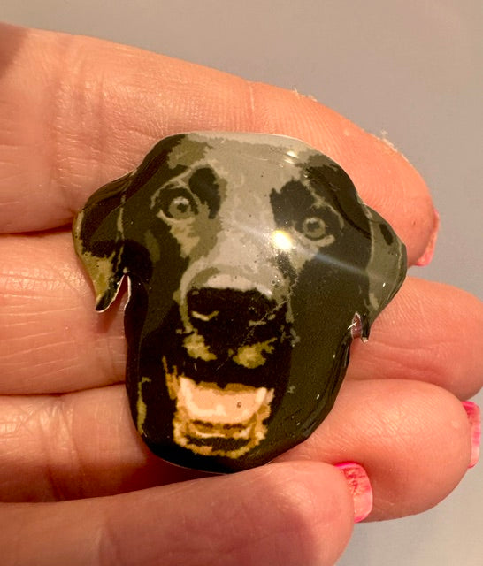 photo face dog custom magnet or enamel pin
